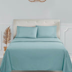 Clara Clark Bed Sheets, Premier 1800 Series 4 Piece Bed Sheet Set, Deep Pocket, Wrinkle, Fade, Stain Resistant, Luxury Soft Bedding Sheets & Pillowcases, Queen, Light Blue Aqua