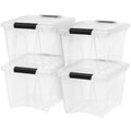 IRIS USA 19 Qt Stackable Plastic Storage Bins with Lids, 4 Pack - BPA-Free, Made in USA - See-Through Organizing Solution, Latch