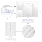 Deweisn Trifold Lighted Vanity Makeup Mirror With 21 Leds Lights,1X/2X/3X Magnification And Touch Screen Dimming,Two Power Suppl