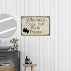 Attention: Focus, Aim Flush Funny Bathroom Signs Toilet Signs Restroom Decor Wall Decorations Art Plaque Rustic Mens Small Cute