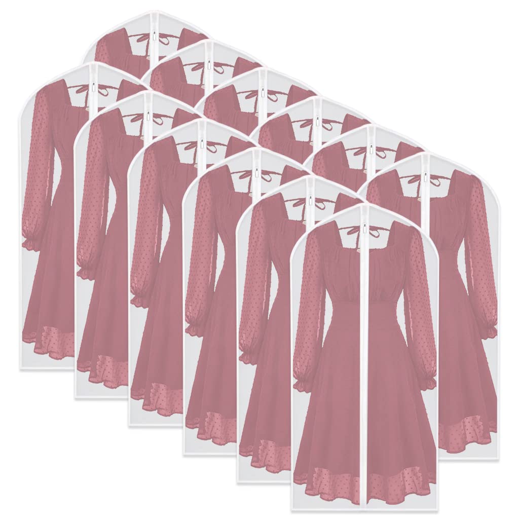 Garment Bags for Hanging Clothes (Set of 12) Breathable Suit Bag Covers with Zip Clothes Cover Garment Bag Suit Covers for Close