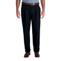 Haggar mens Mynx gabardine Hidden Expandable Waistband classic Fit Front Pleated Dress Pant, Navy, 44x32