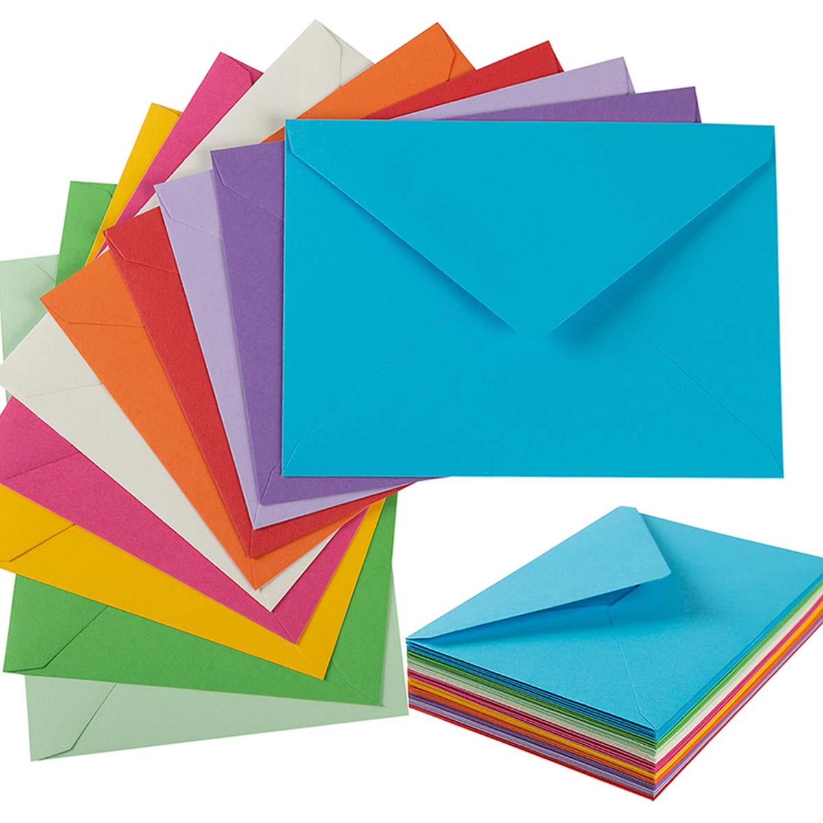 50 Pack A7 Colorful 5X7 Envelopes Invitation Envelopes For 5X7 Cards, Birthday, Weddings, Graduations, Greeting Cards, Baby Show
