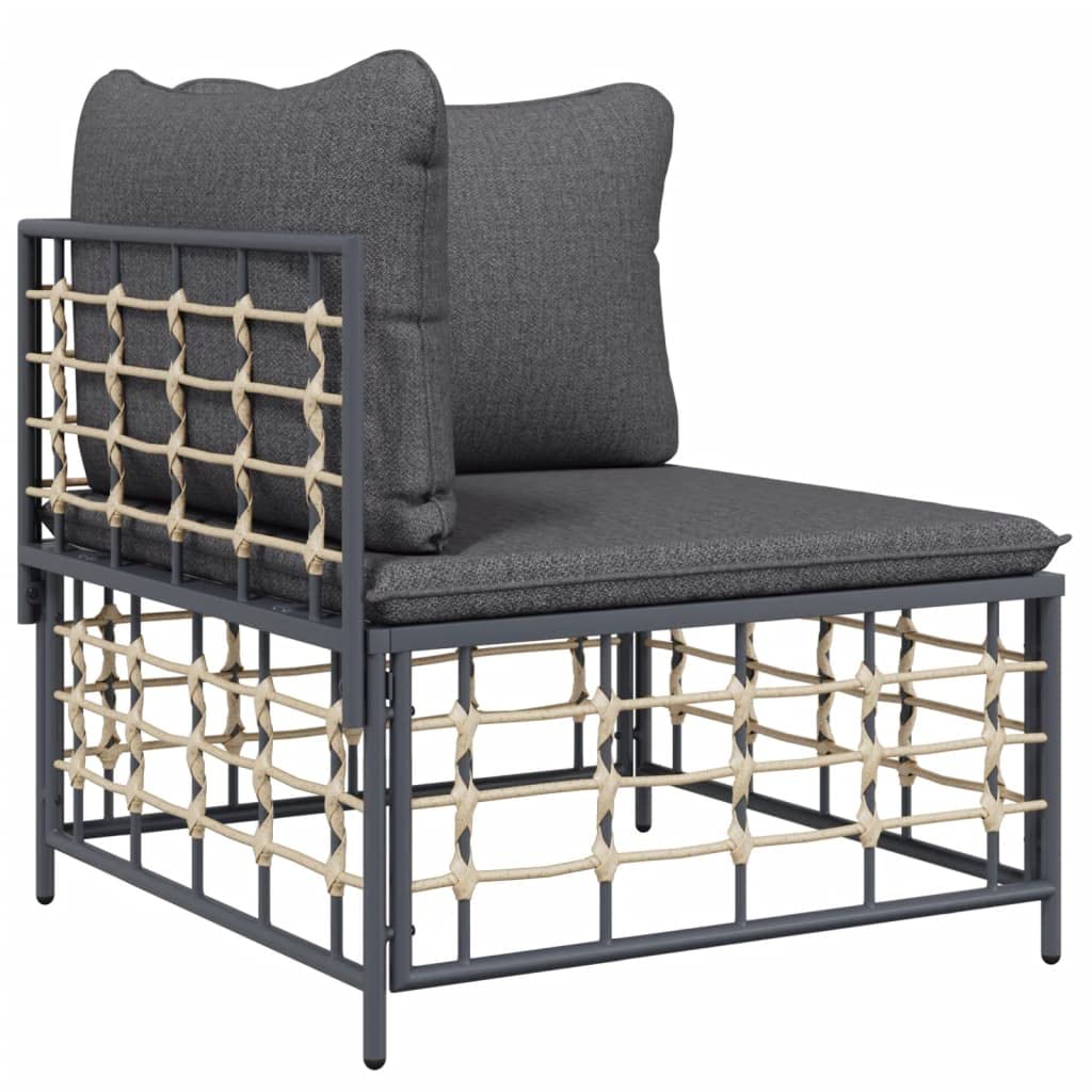 vidaXL 7 Piece Outdoor Patio Lounge Set with Cushions - Modular, Weather-Resistant Poly Rattan, Sturdy Steel Frame, Comfortable Cushioned Seating, Anthracite Color