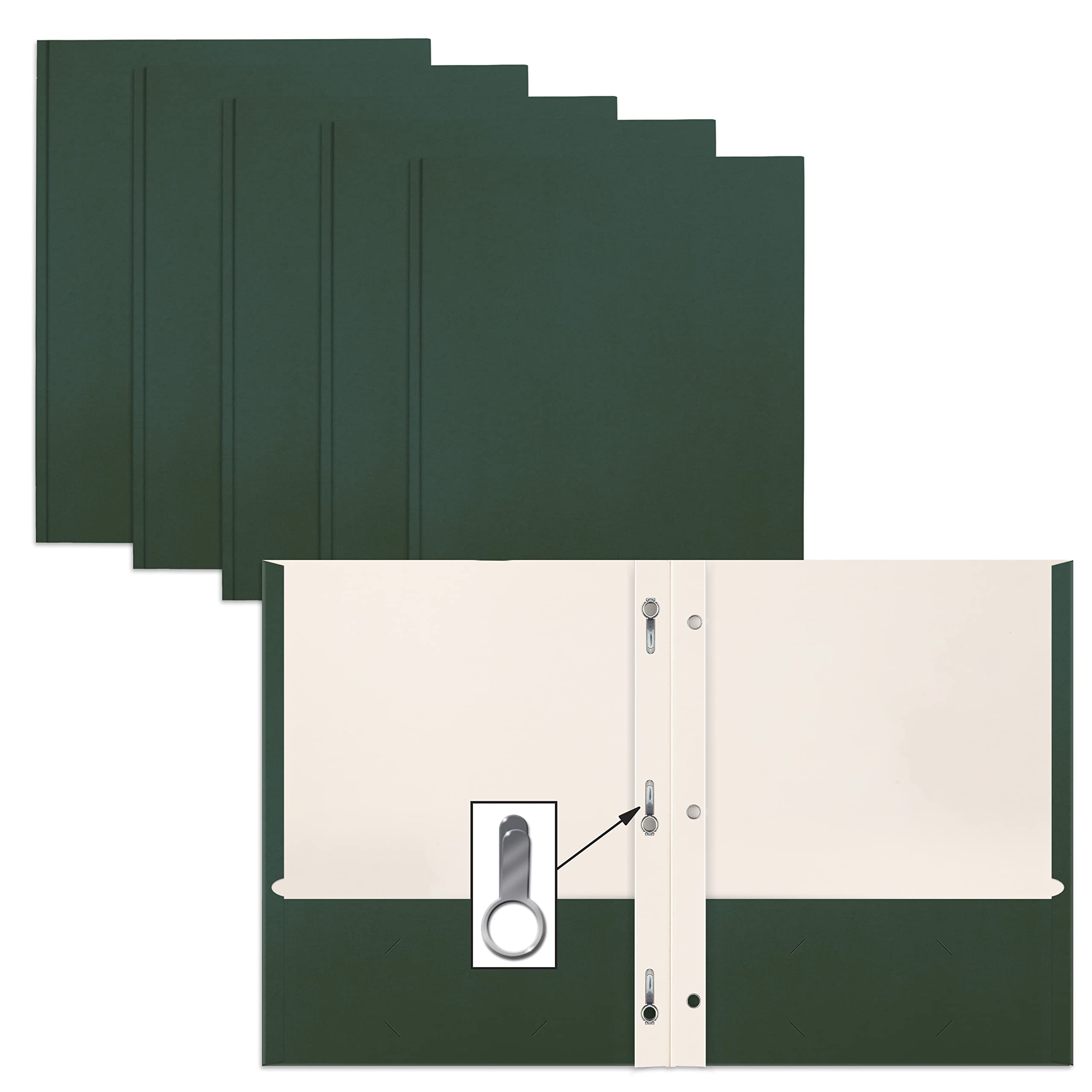 Better Office Products Dark Green 2 Pocket Folders With Prongs, 50 Pack, Letter Size, Matte Texture, 8.5 X 11 Inch