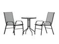 Flash Furniture Brazos 3 Piece Outdoor Patio Dining Set - 2 Gray Flex Comfort Stack Chairs - 23.75" Round Tempered Glass Patio Table