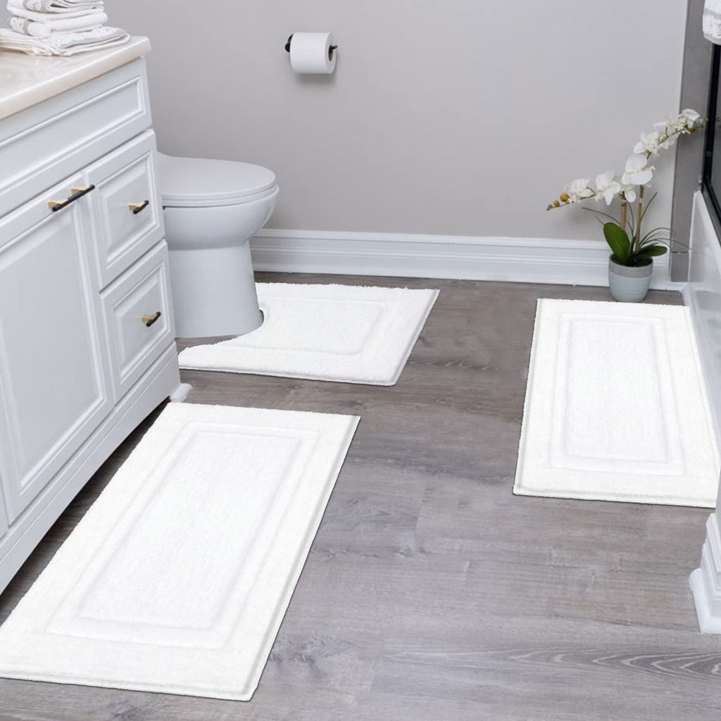 SHACOS Bathroom Rugs Set of 3 Soft Bath Mats with U Shape Toilet Rugs Absorbent Non Slip Washable Microfiber Bath Rugs Bathroom 