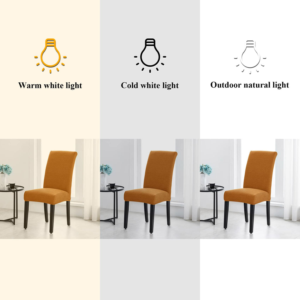 Joccun Chair Covers For Dining Room Set Of 2,Water Repellent Dining Chair Slipcovers Stretch Dining Room Chair Covers Seat Protector,Washable Parsons Chair Cover For Home,Hotel,Banquet(Gold,2 Pack)