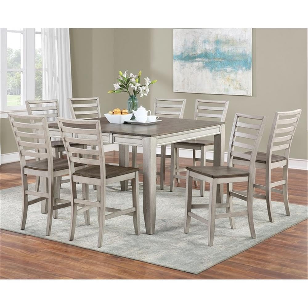 Abacus Two-Tone Smokey Alabaster and Brown 9-Piece Counter Dining Set