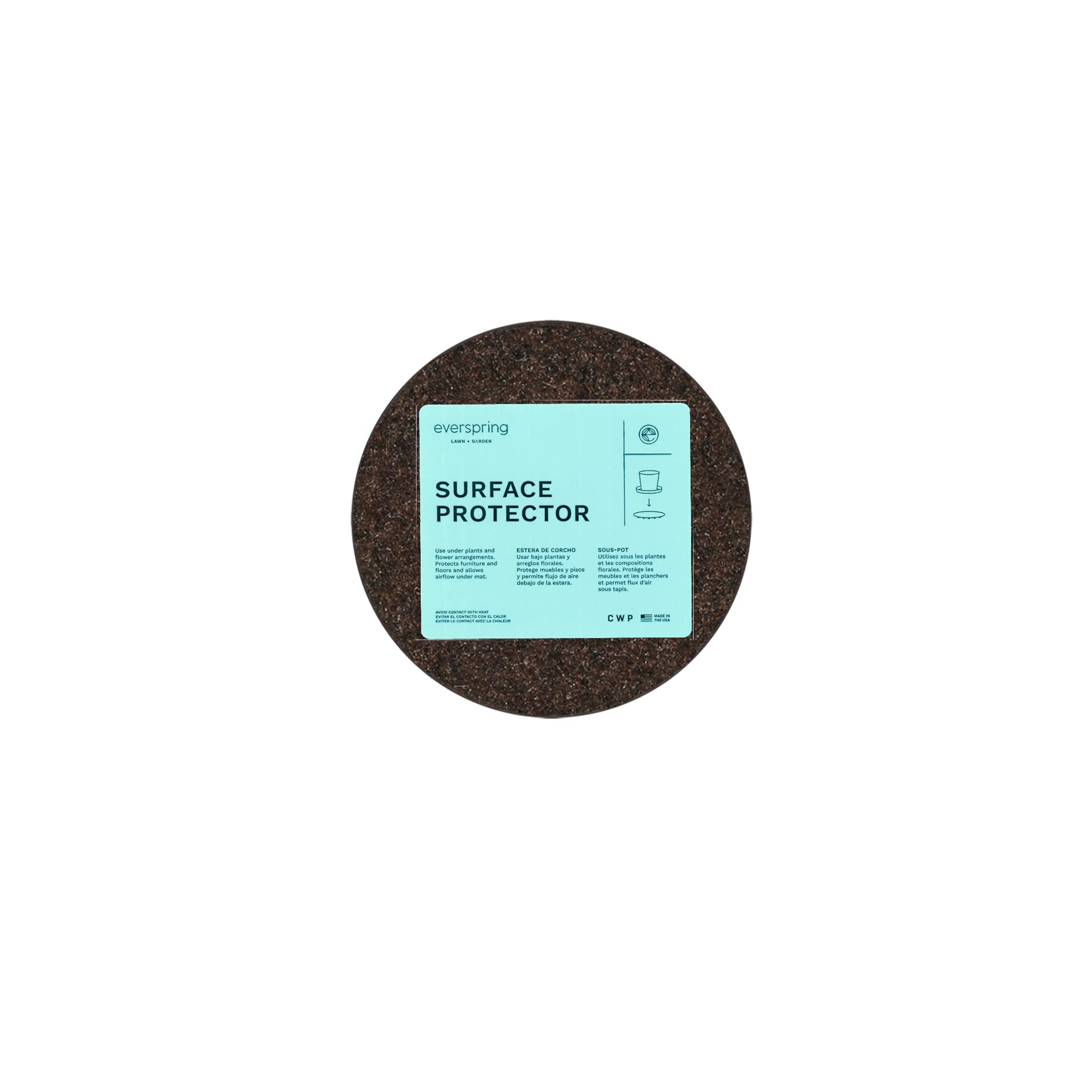 Curtis Wagner Plastics Corp. Ma-400 Fabric Plant Mat (4' Diameter, Walnut Brown, 5-Pack) - Round Fabric Plant Coasters - Use As