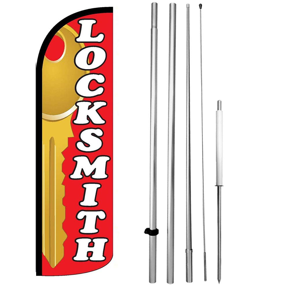 Locksmith Windless Swooper Flag Feather Banner Sign Kit Rq-H