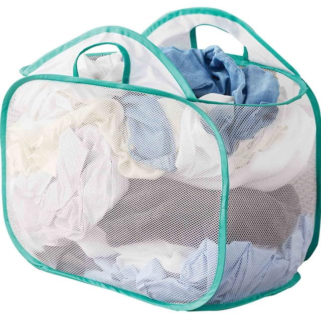 Mesh Popup Laundry Hamper, 21 x 13 x 15.5, Collapsible Laundry Basket  White