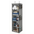 Flexzion 5Shelf Fabric Hanging Closet Organizer, 11.9Inch Wide, Brown