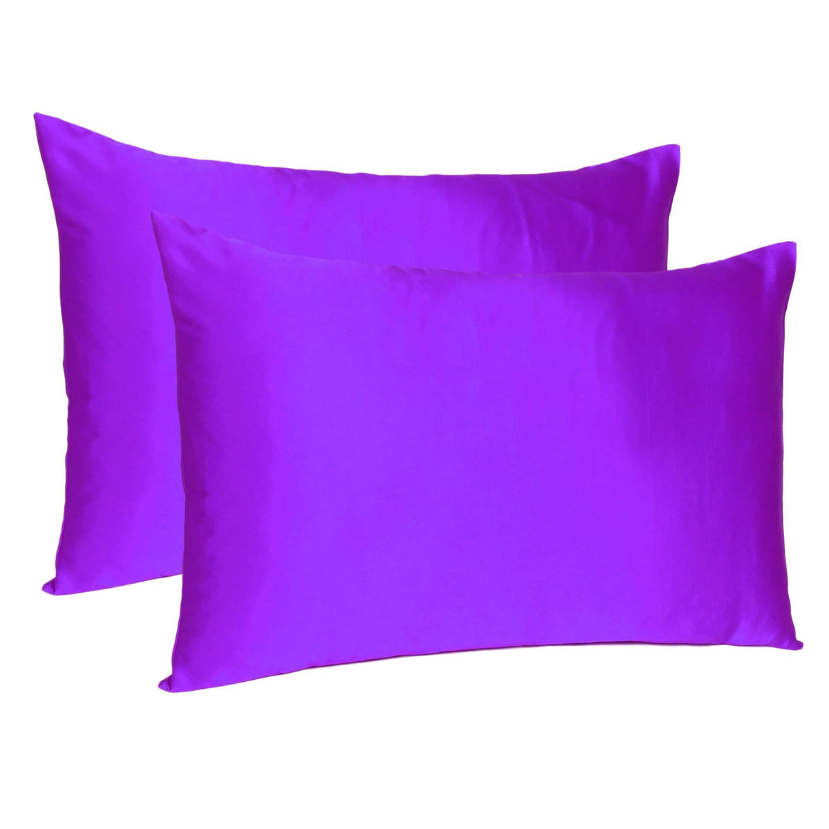 HomeRoots Bright Purple Dreamy Set of 2 Silky Satin King Pillowcases