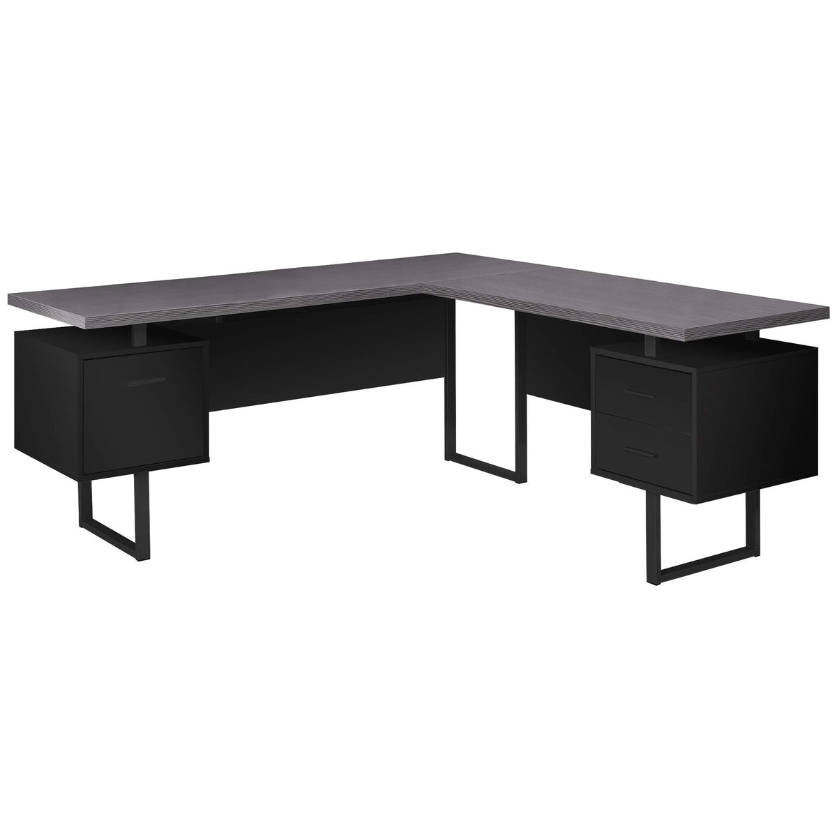 HomeRoots Office 71-inch x 71-inch x 30-inch Black, Grey, Particle Board, Hollow-Core, Metal - Computer Desk