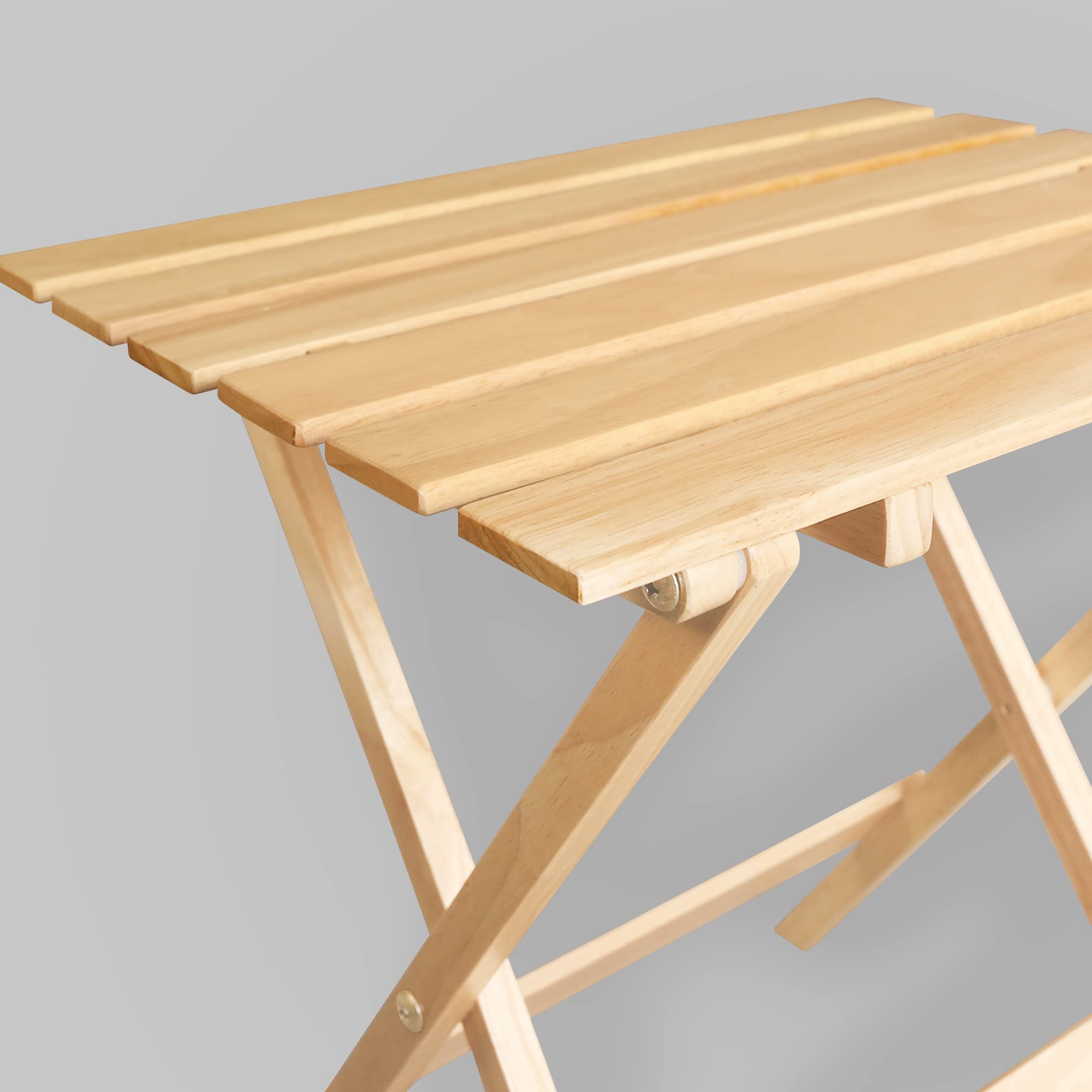 Casual Home 2-Piece Set Solid Wood Portable Folding Side Table, Plant Stand - Thumbnail 2