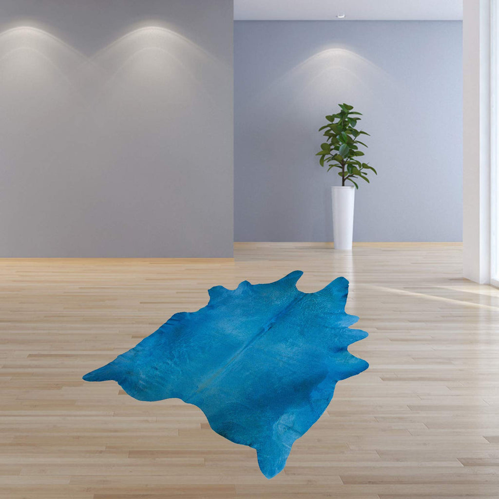 HomeRoots Cowhide, Microsuede 72' x 84' Sky Blue, Cowhide - Rug