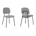 Benjara Metal and Velvet Dining Chair, Set of 2, Gray and Black