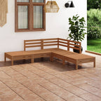 vidaXL Solid Pinewood Patio Lounge Set 5 Piece Garden Outdoor Terrance Backyard Furniture Set Wooden Lounge Sofa Seating Chair Seat Honey Brown