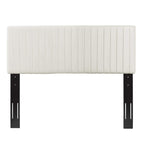 Modway Keira Channel Tufted Performance Velvet Upholstered King Headboard in Ivory