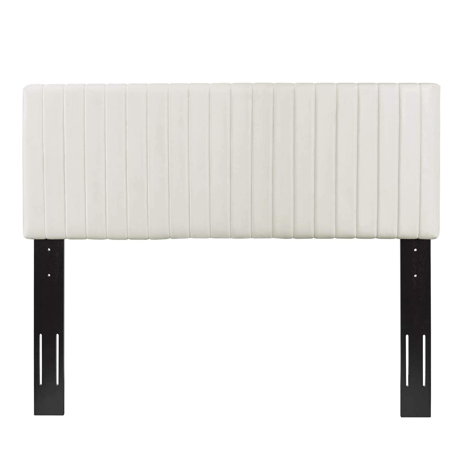 Modway Keira Channel Tufted Performance Velvet Upholstered King Headboard in Ivory