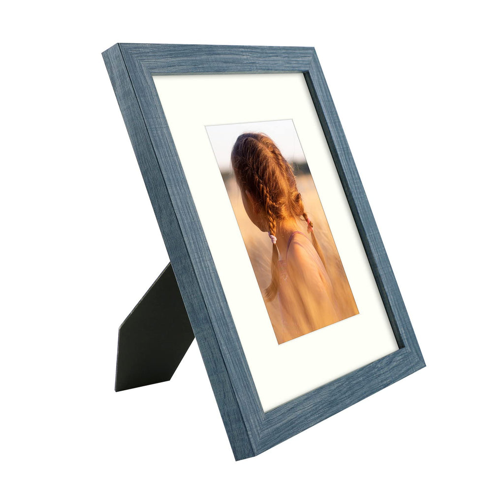 Golden State Art, 8X10 Picture Frame With Mat For 5X7 Photo - High Definition Glass Wall Mounting Or Tabletop Display (Blue, 1 P