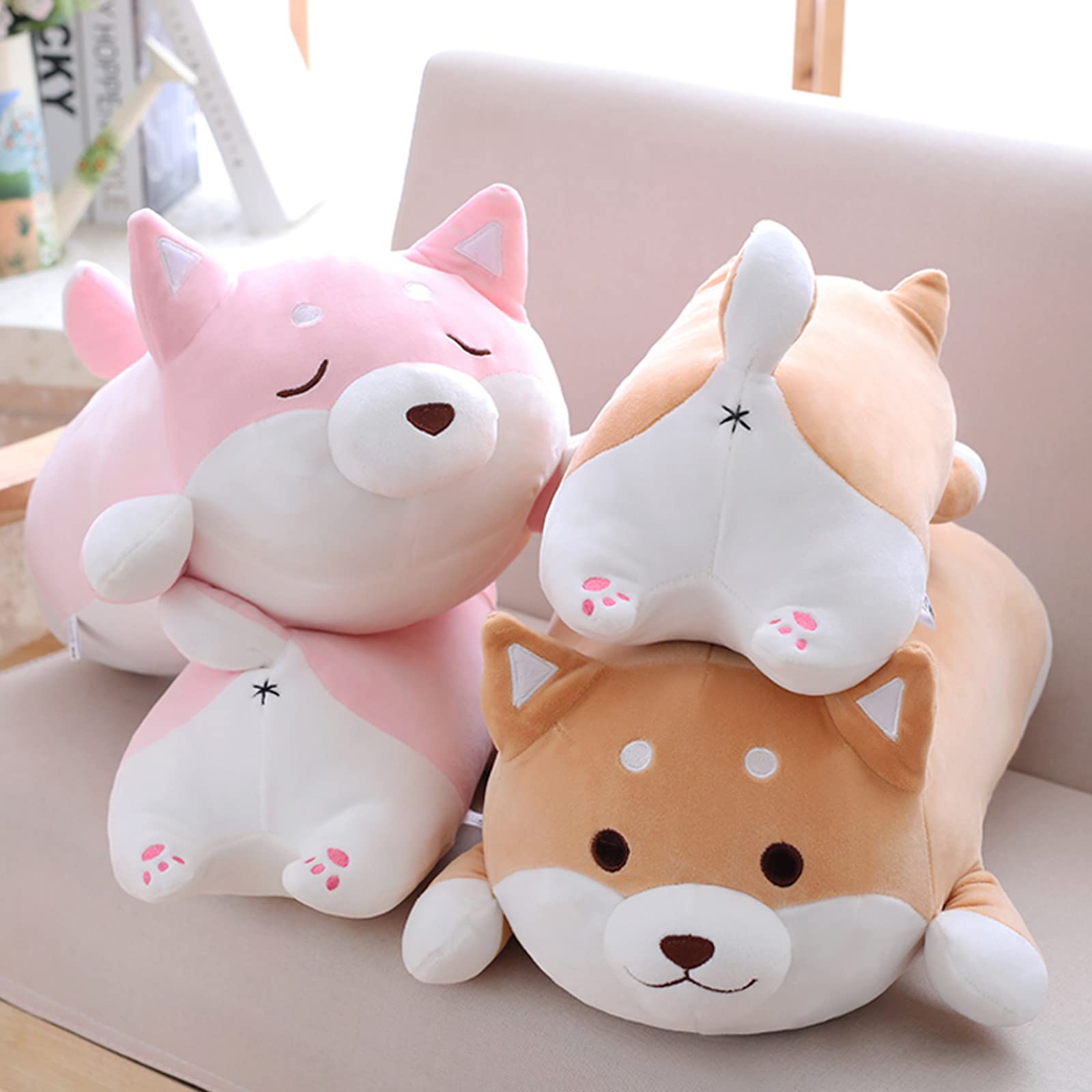 Shiba Inu Dog Plush Pillow, Cute Soft Corgi Stuffed Animals Doll Toys Gifts For Valentine, Christmas, Birthday, Bed, Sofa Chair