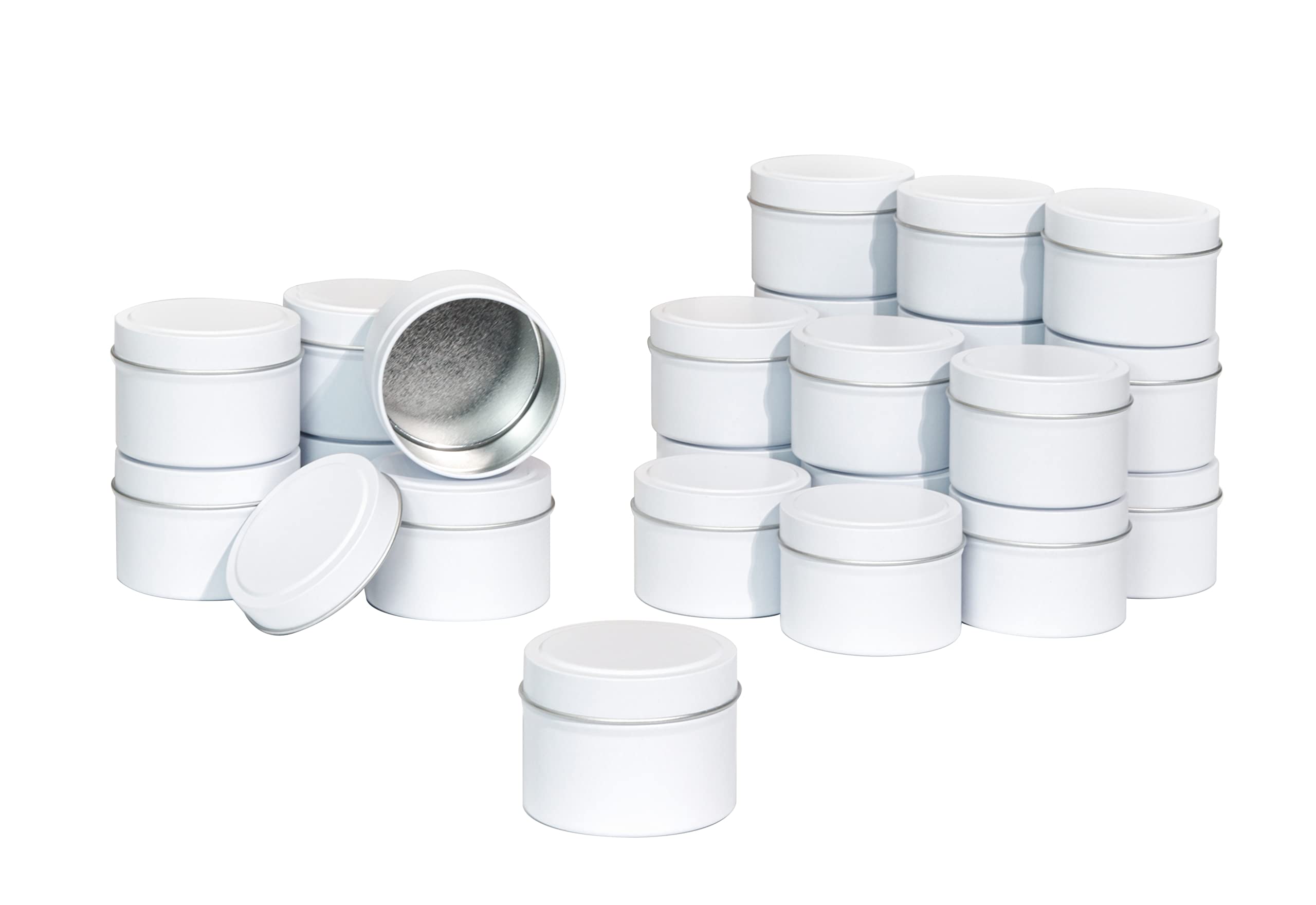Aroparc White Candle Tins 4oz, 24 Piece Bulk Candle Containers for Candle Making Supplies Wholesale Candle Tin - White