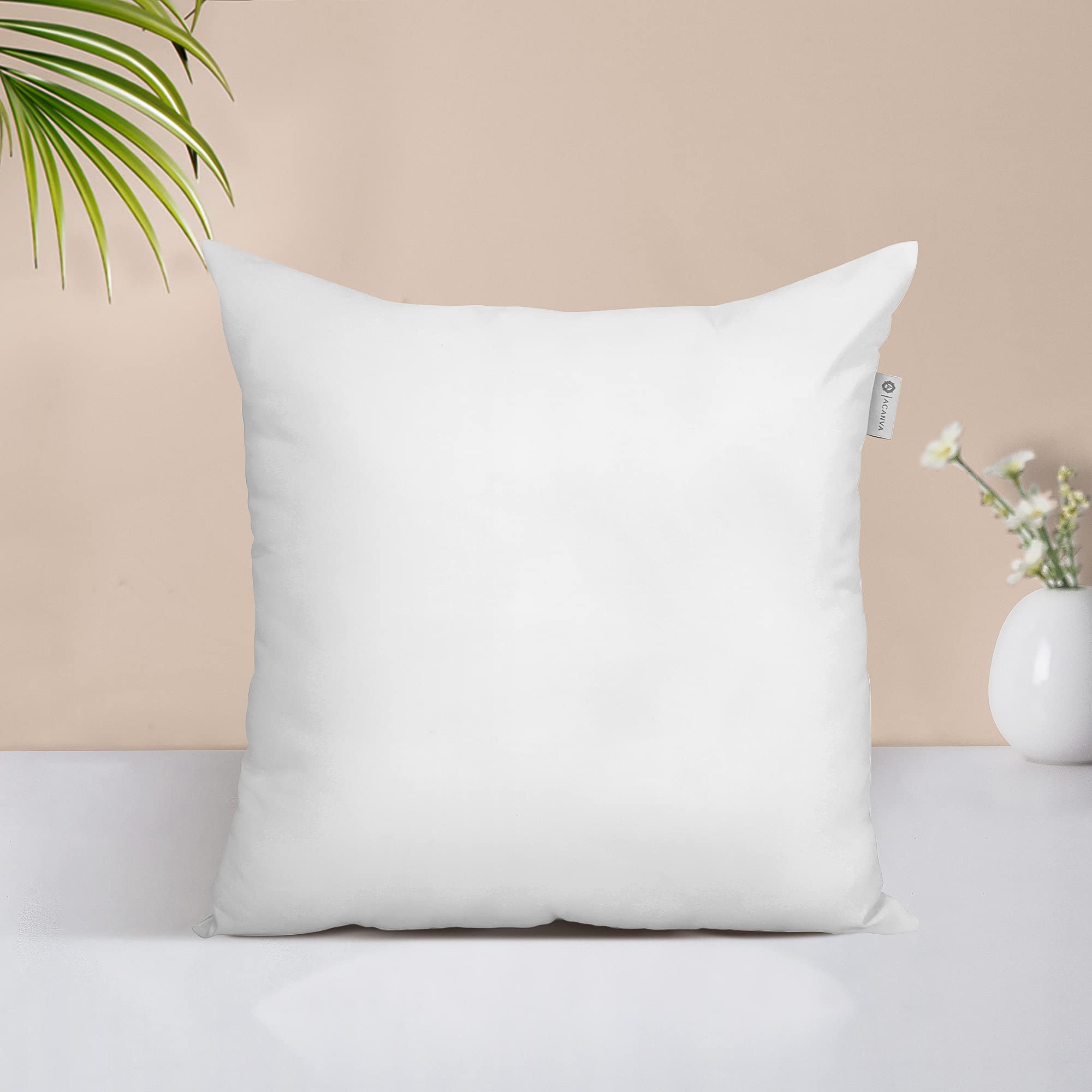 Acanva Throw Pillow Insert Premium Stuffer Sham Square Form For Decorative Cushion Bed Couch Sofa Chair, 18X18(1 Count), White