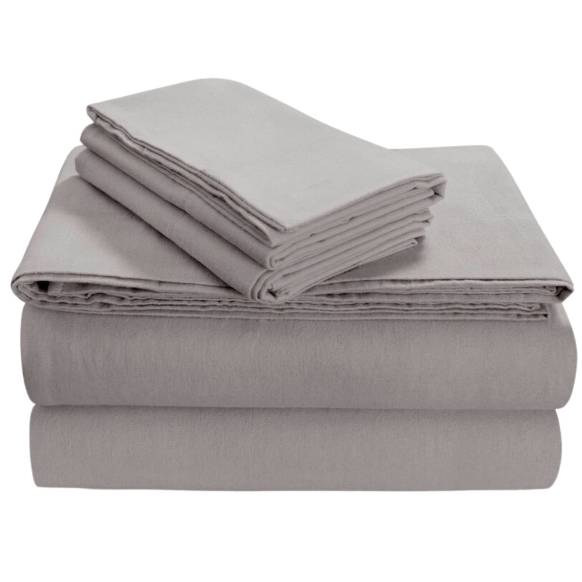 Tribeca Living Flsoedss Luxury Solid Flannel Deep Pocket Sheet Set, Queen, Platinum