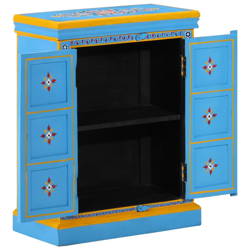 vidaXL Sideboard Solid Mango Wood Turquoise Hand Painted