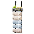 HapiRm 6-Tier Over The Door Towel Racks for Bathroom - Wall Mount Towel Holder with Metal Shelf Basket - Rolled Towel Storage Do