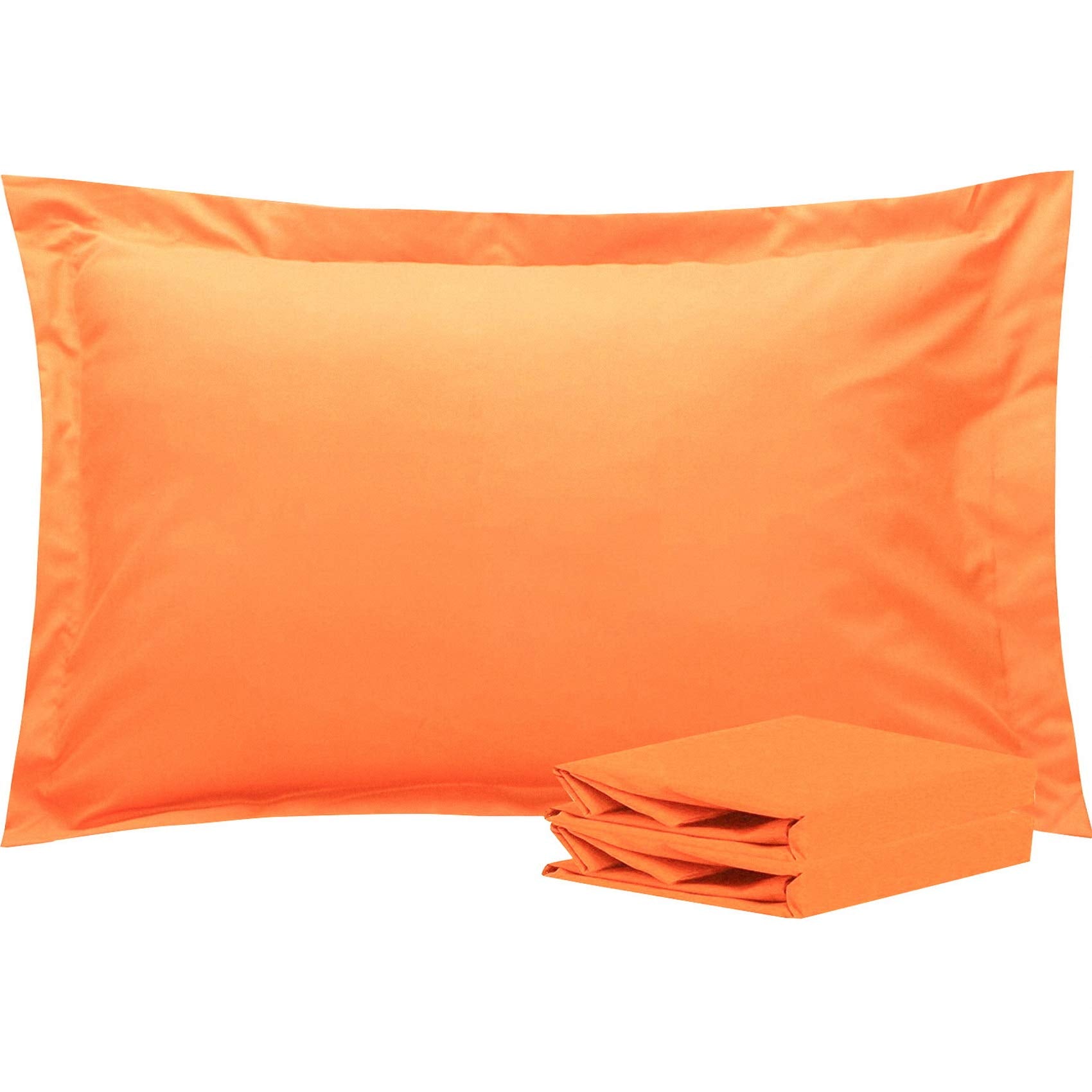 Ntbay 100% Brushed Microfiber Queen Pillow Shams Set Of 2, Super Soft And Cozy, Wrinkle, Fade, Stain Resistant 20X30 Inches Oxford Pillowcases, Orange