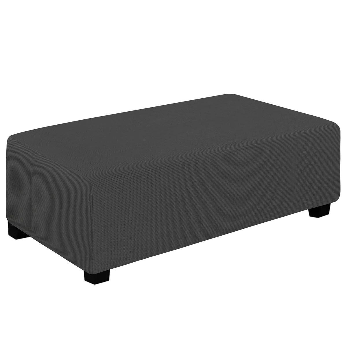 Easy-Going Stretch Ottoman Cover Folding Storage Stool Furniture Protector Soft Rectangle Slipcover With Elastic Bottom (Xx-Large,Dark Gray)