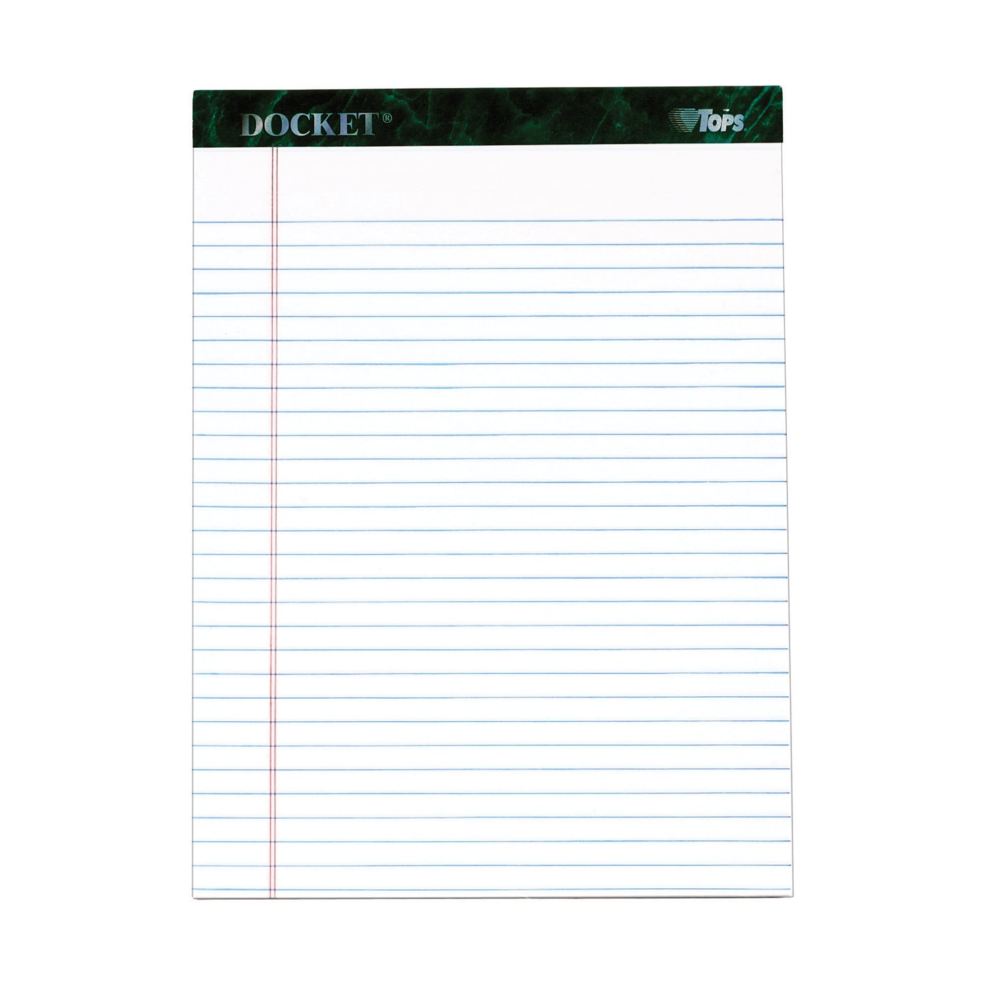 Tops Docket Writing Pads, 8-1/2' X 11-3/4', Legal Rule, White Paper, 50 Sheets, 12 Pack (63410)