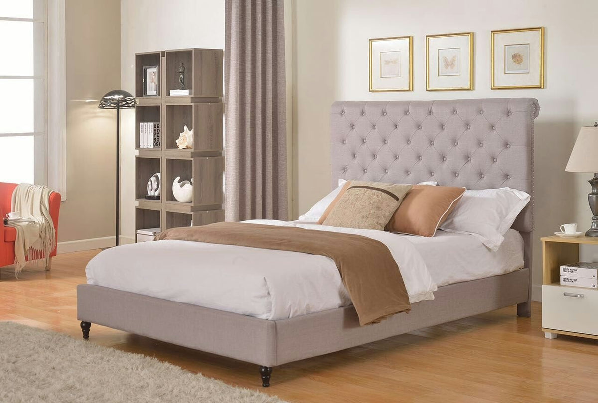 Life Home Cloth Light Grey Silver Linen 51' Tall Headboard Platform Bed With Slats Full - Complete Bed 5 Year Warranty Included