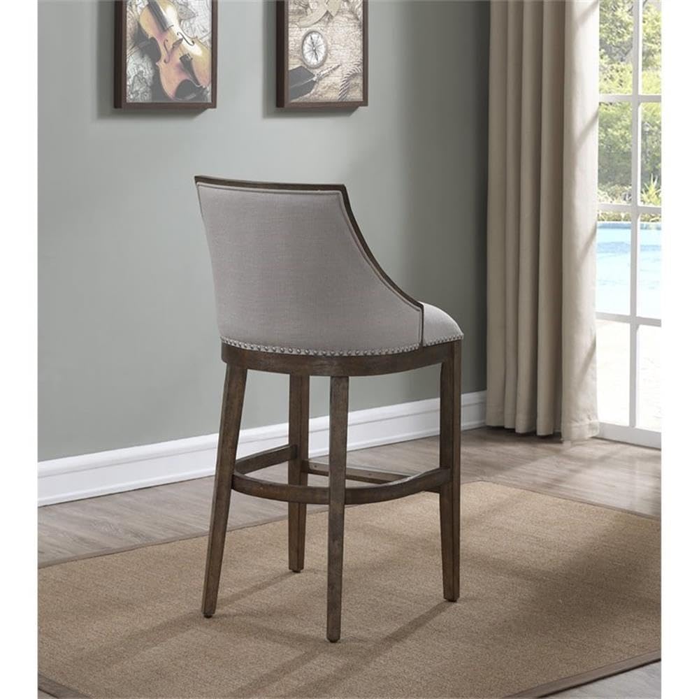 American Woodcrafters Gilford 30-Inch Stationary Drift Brown Wood Bar Stool