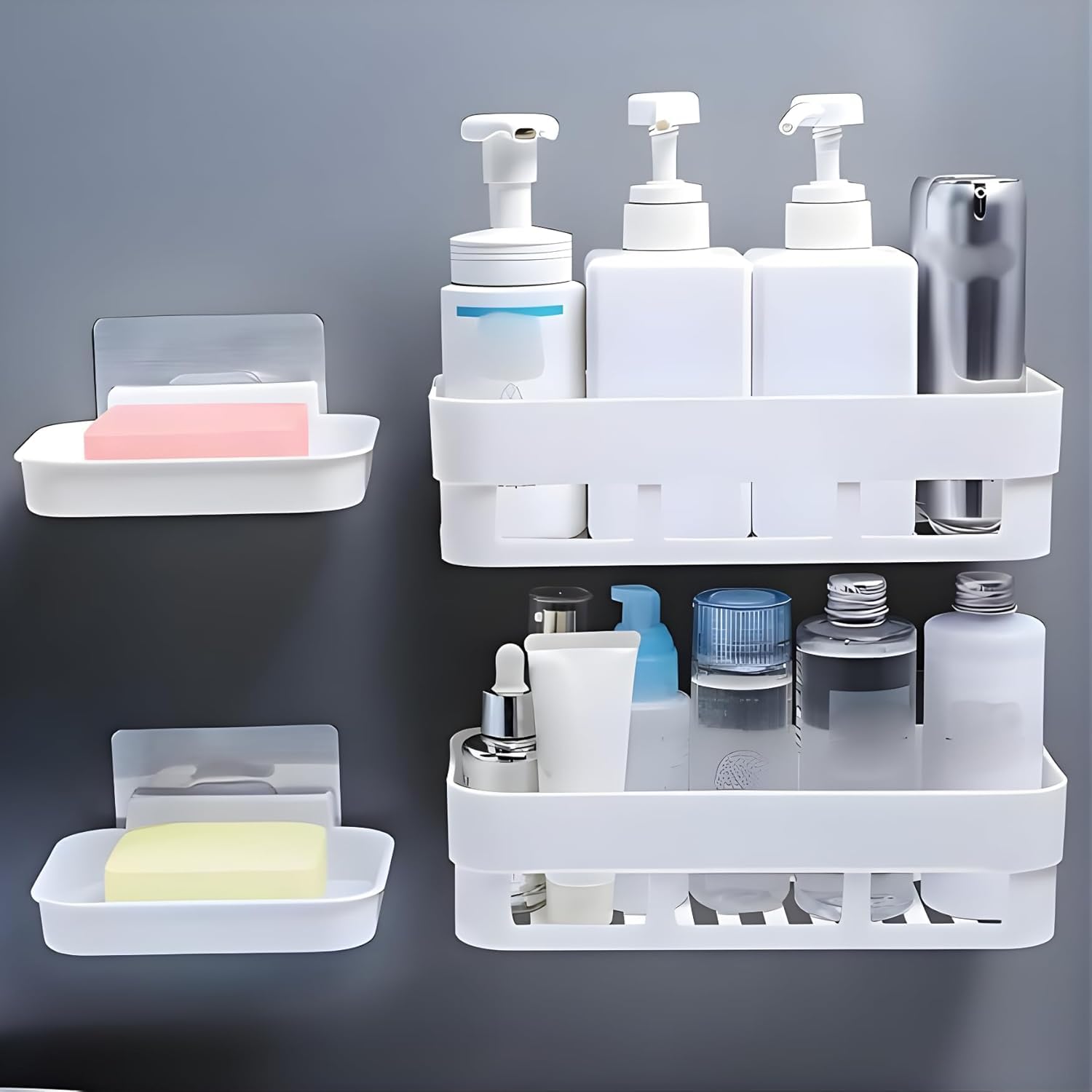 Atomiva Adhesive Bathroom Wall Shelf Organiser Without Drill