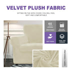 Znsayotx Oversized Velvet 3 Piece Couch Cover With 2 Extra Large Seat Cushion Covers Stretch Sofa Cover For 2 Cushion Couch Thick Soft Loveseat Sofa Slipcover (Beige),71'-91'(2 Cushions)