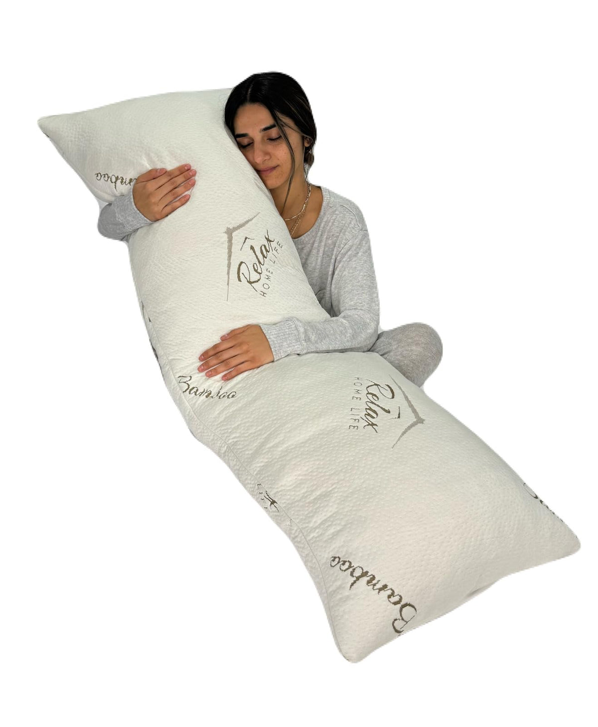 Relax Home Life Ultra-Luxury Full Size Body Pillow All Usa Best Shredded Memory Foam & Cool-Vent Viscose Of Bamboo Cover | Long