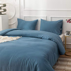Clothknow Lake Blue Comforter Set California King 3Pcs Blue Bedding Comforter Sets Dusty Blue Comforter Soft Grayish Blue Comfor