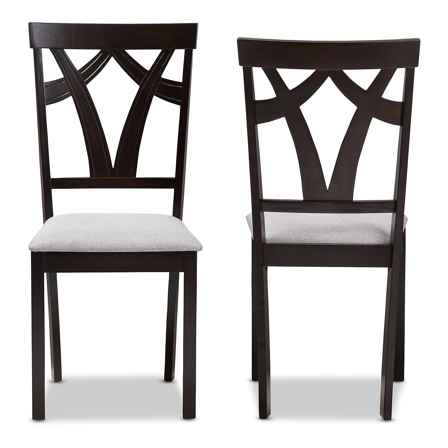 Baxton Studio Sylvia Contemporary Fabric Dining Chair, Grey and Dark Brown, 2/Set (142-2PC-8028-HT)