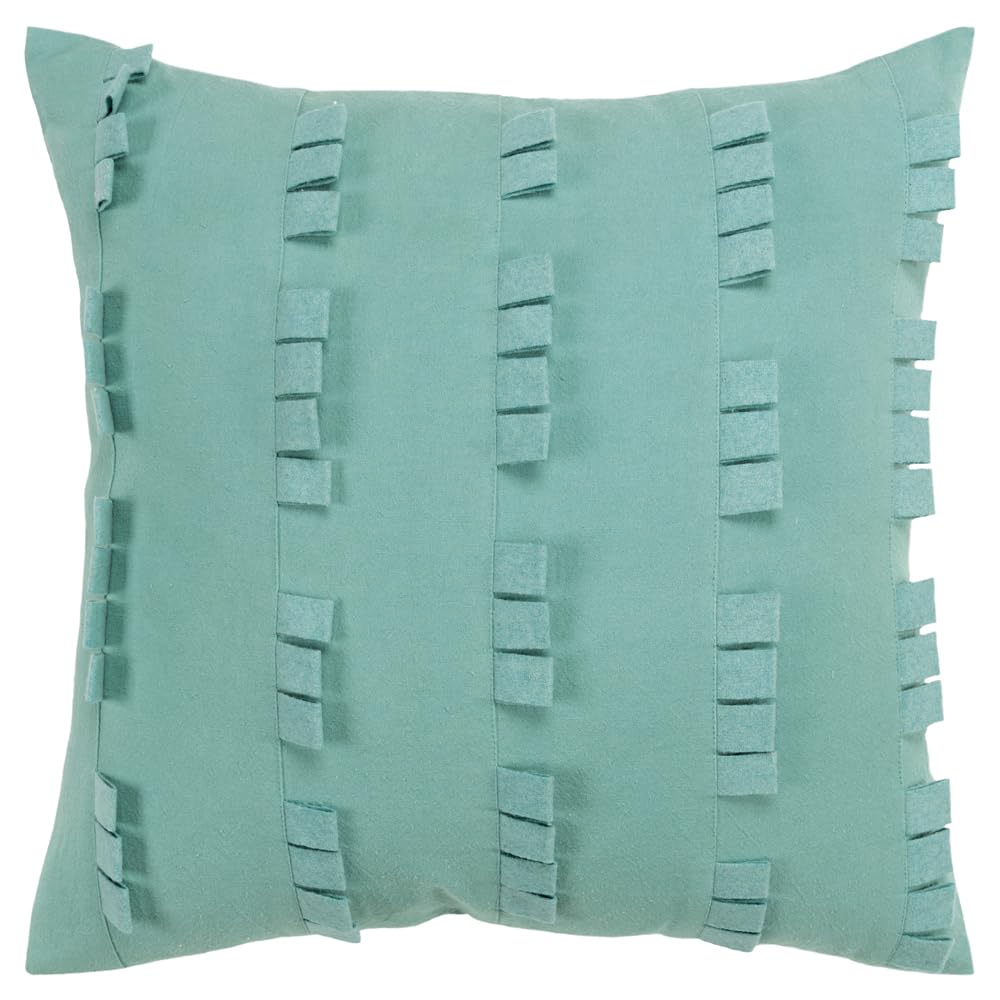 Rizzy Home Donny Osmond Stripe 20&quot; X 20&quot; Down Filled Pillow With Cotton Canvas Cover-Aqua