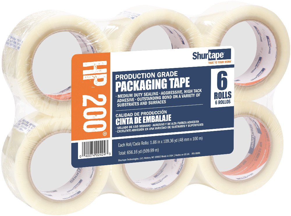 Shurtape Hp 200 Medium Duty Hot Melt Shipping And Packaging Tape, For Hand Or Automated Sealing, 48Mm X 100 Meters Per Roll, Cle