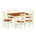 East West Furniture WENI7-BMK-W 7 Piece Kitchen Table & Chairs Set Consist of a Rectangle Dining Room Table with Butterfly Leaf and 6 Dining Chairs, 42x60 Inch, Buttermilk & Cherry