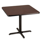 National Public Seating Nps 36&Quot; Square Cafe Table With X Base, 30&Quot; Height, Particleboard Core/T-Mold, Mahogany Top, Black Frame