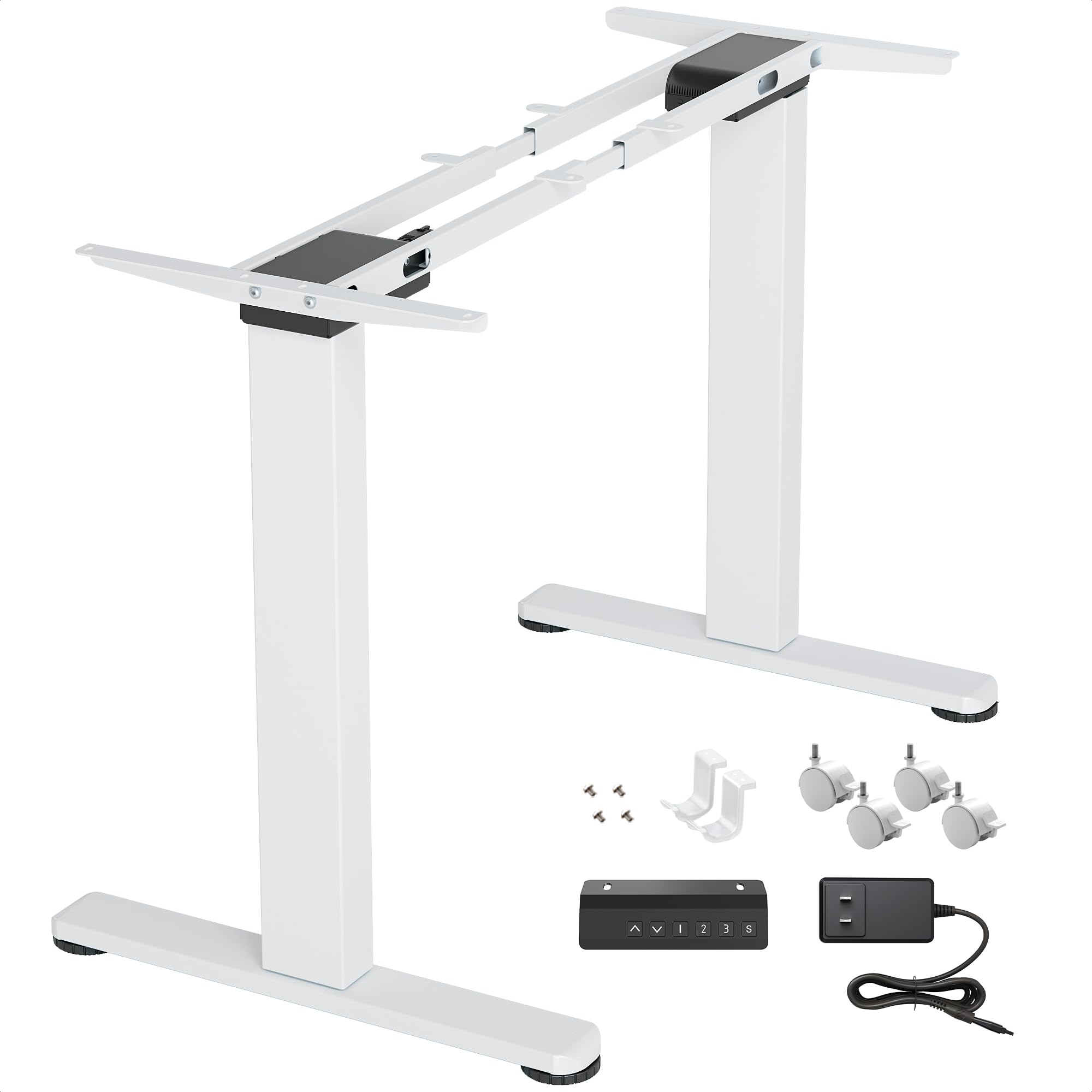Claiks Dual Motor Standing Desk Frame, Electric Stand Up Desk Legs Frame 63 ' For Home And Office(White Frame Only)