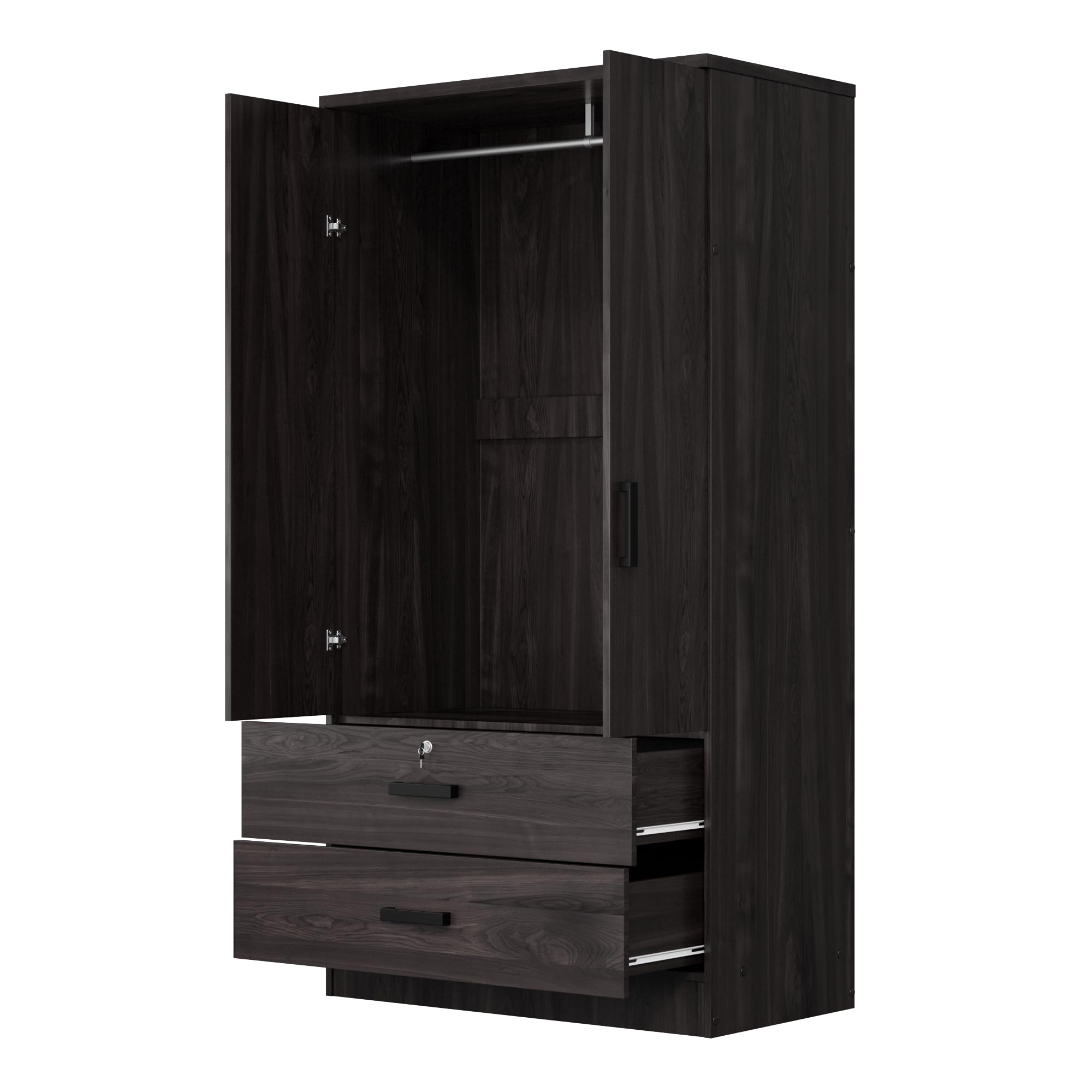 Woodpeckers Furniture And Mattress 2-Door Closet with 2-Drawers (Tobacco)