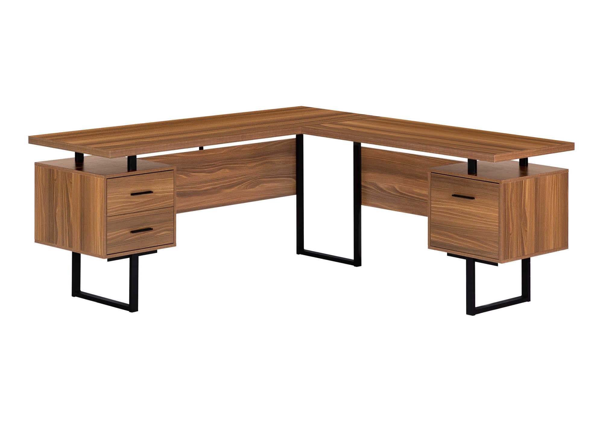 Monarch Specialties 7610 Computer Desk, Home Office, Corner, Left, Right Setup, Storage Drawers, 70 Shape, Work, Laptop, Metal