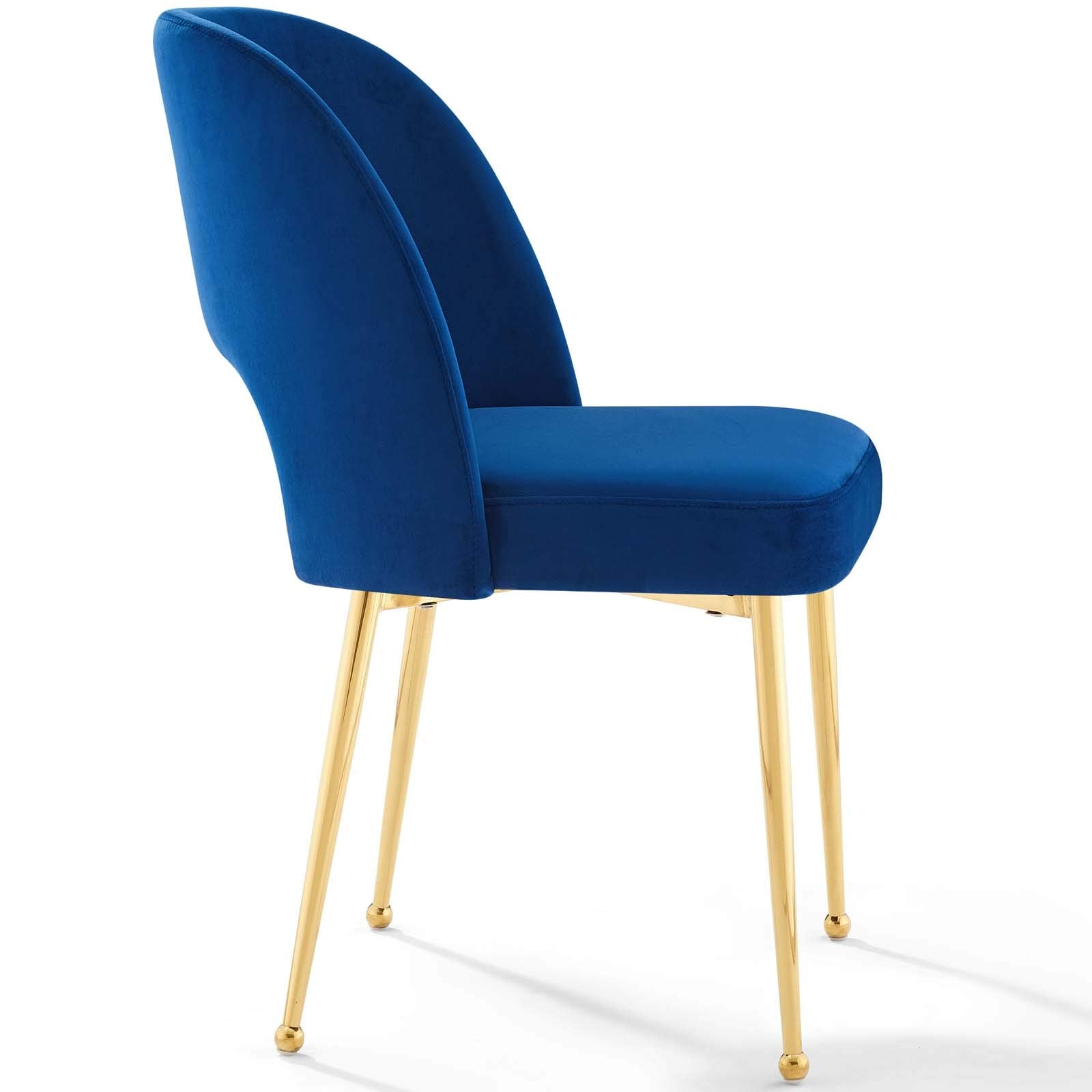 Modway Rouse Performance Velvet Dining Side Chair In Navy